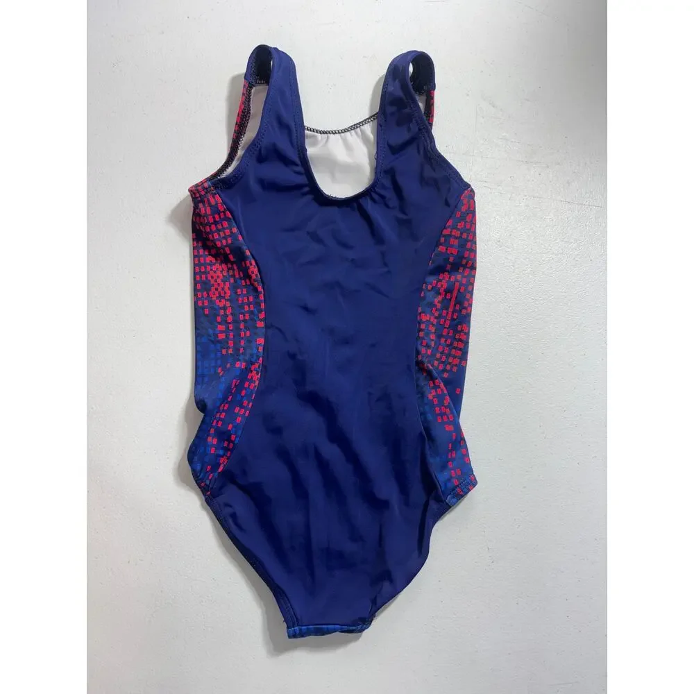 GK Gymnastics Blue and Orange Geometric leotard Size Child Medium